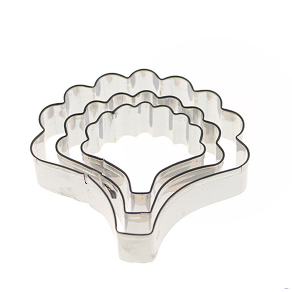 Set 3pcs Cetakan Adonan Kue Fondant Desain Kelopak Bunga Carnation Bahan Stainless Steel