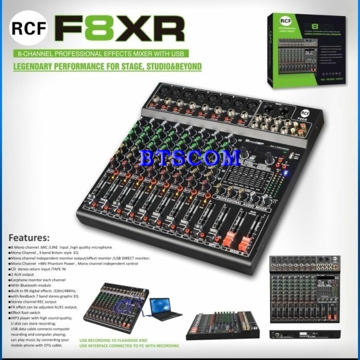 MIXER RCF F8XR MIXER 8 CHANNEL USB BLUETOOTH RECORDING PC F8XR