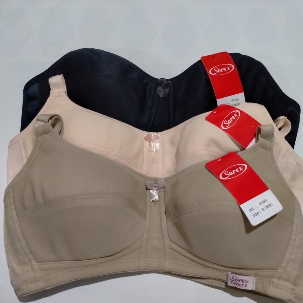 Bra / BH / pakaian dalam wanita Sorex 01001 busa tipis cup kecil tanpa kawat kait 2 34-40