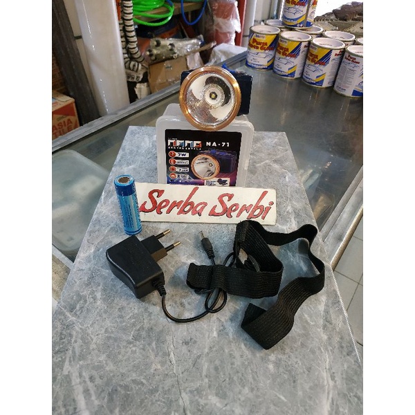 Senter kepala head lamp led + baterai copot 18650 Kawachi