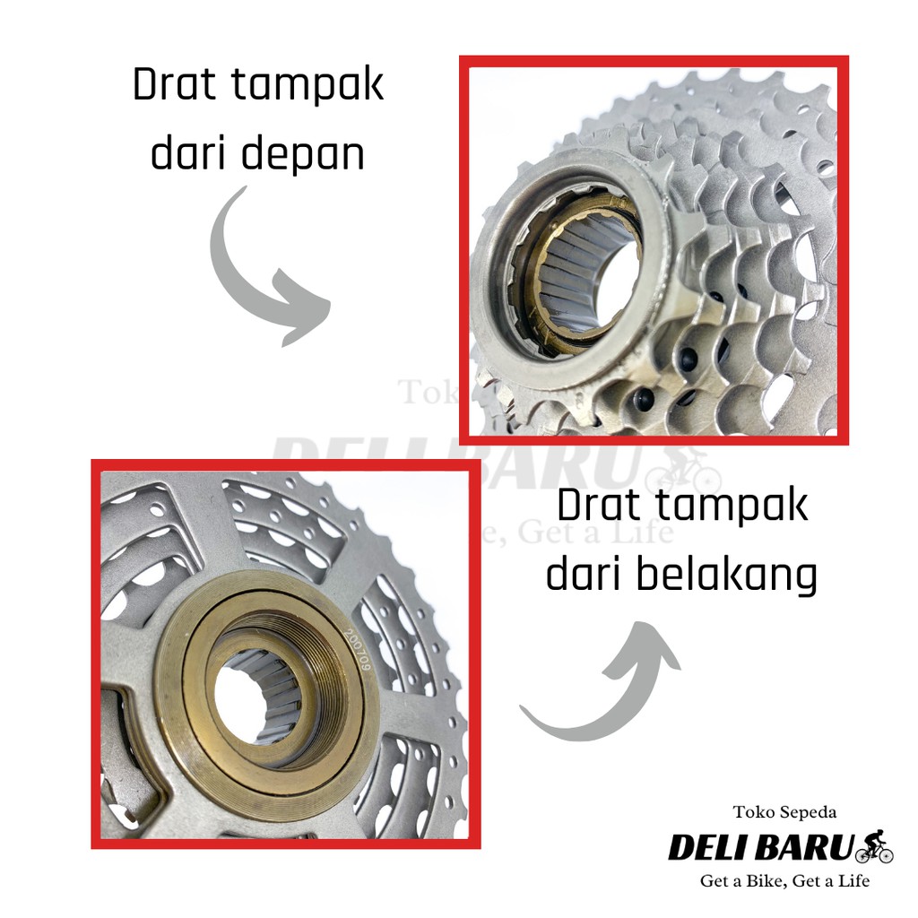 Pacific Freewheel sproket 8 speed gir belakang susun model drat sepeda MTB lipat federal minion