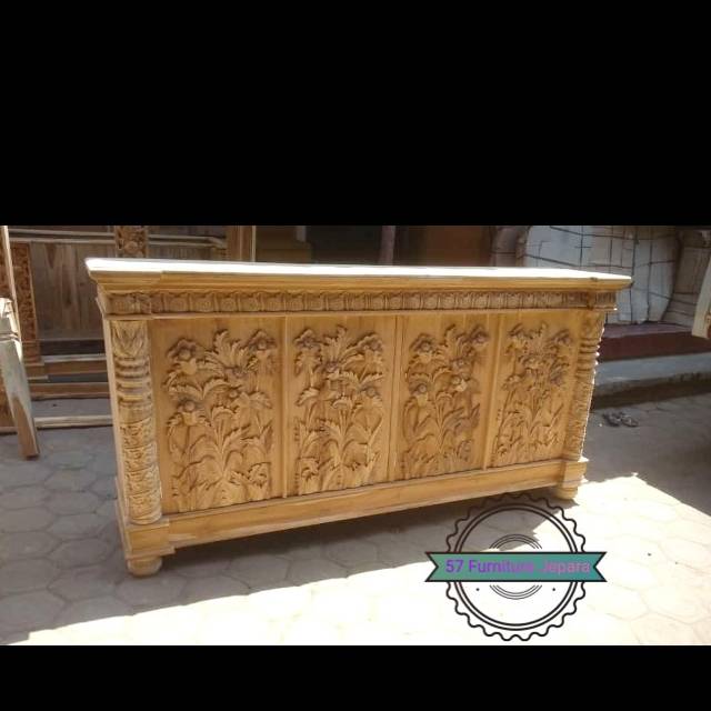 Lemari hias ruangan panjang - Meja untuk Tv ruang tamu jati ukir mentahan
