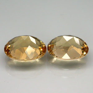 VVS Pair Oval 6.98ct tcw. 11x9x5.7mm Natural Unheated Golden Yellow Beryl Brazil BL109