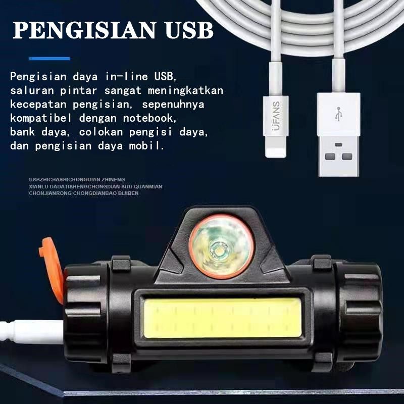 COD Senter Kepala LED Cas XPE Super Terang Murah Headlamp COB SUPER