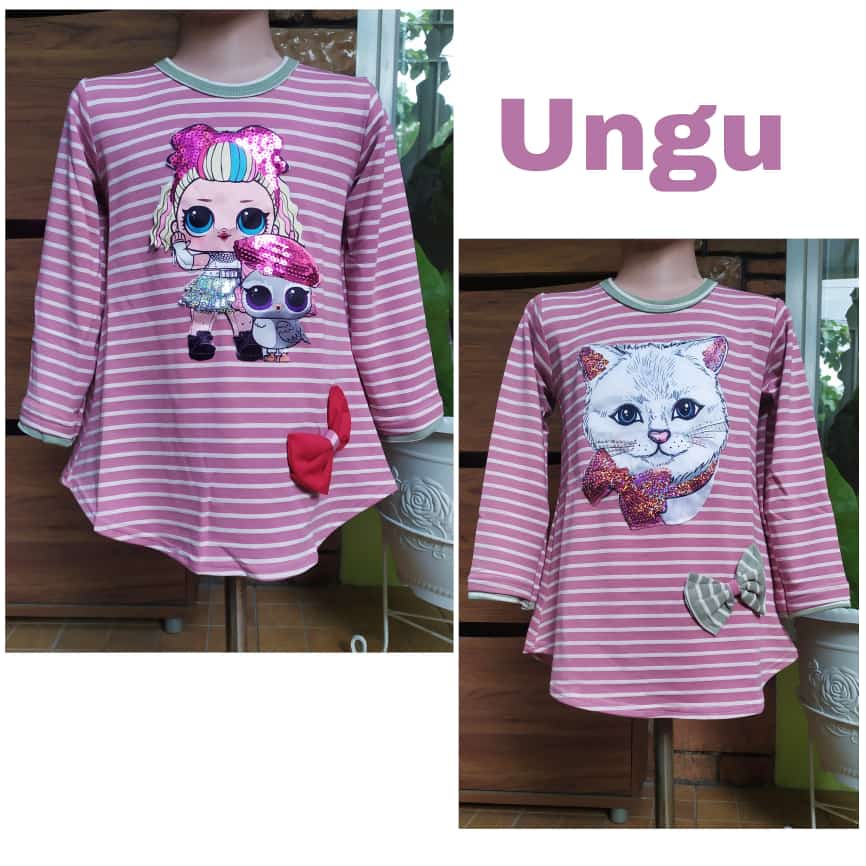 Tunik Anak Perempuan Salur Stripe Usia 1 2 3 Tahun Premium Baju Anak Tunik Lampu  LED Menyala Tunik 