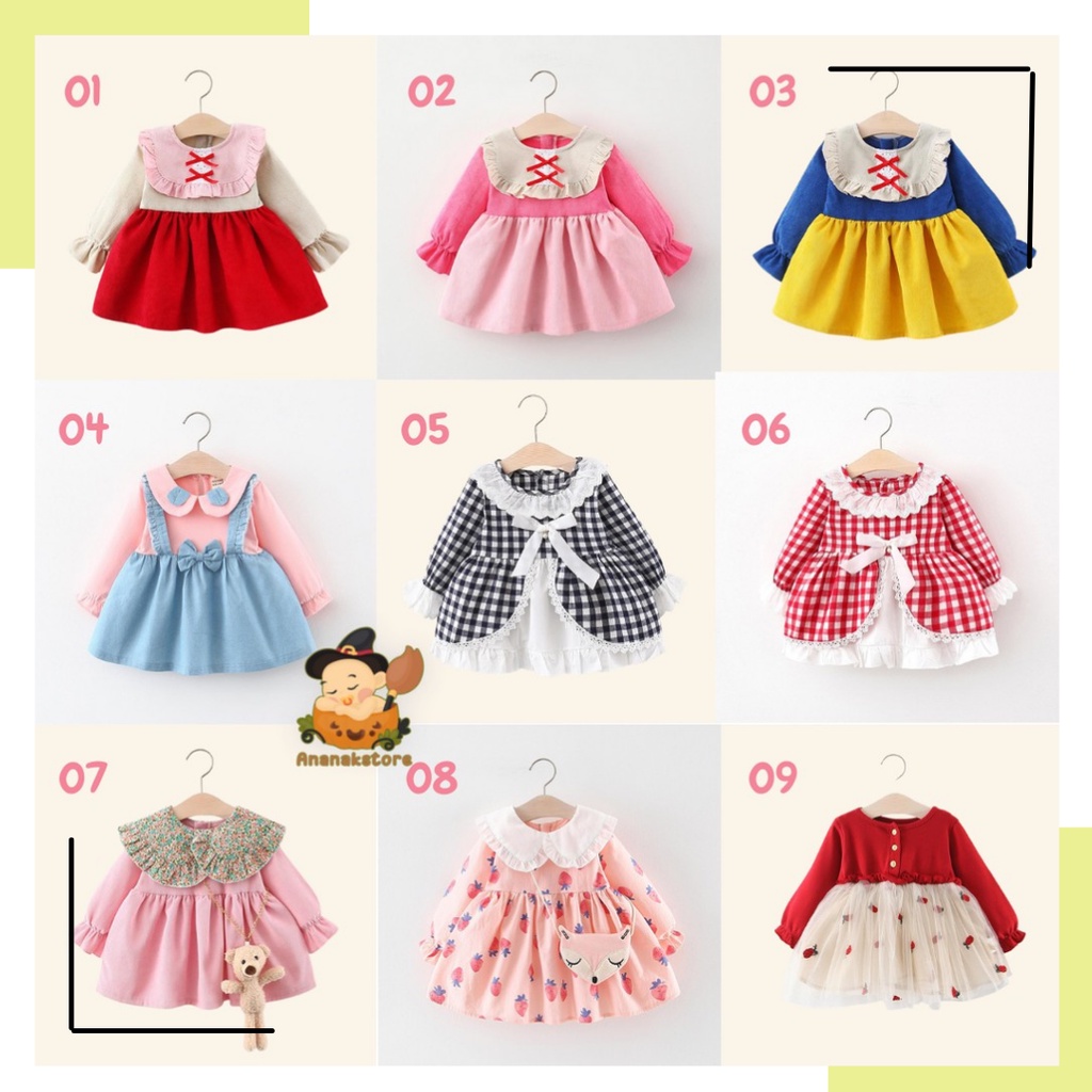 ANANAK 0-24 Bulan / DRESS BAYI Kualitas IMPORT baju anak perempuan dress baby gaun pesta bayi