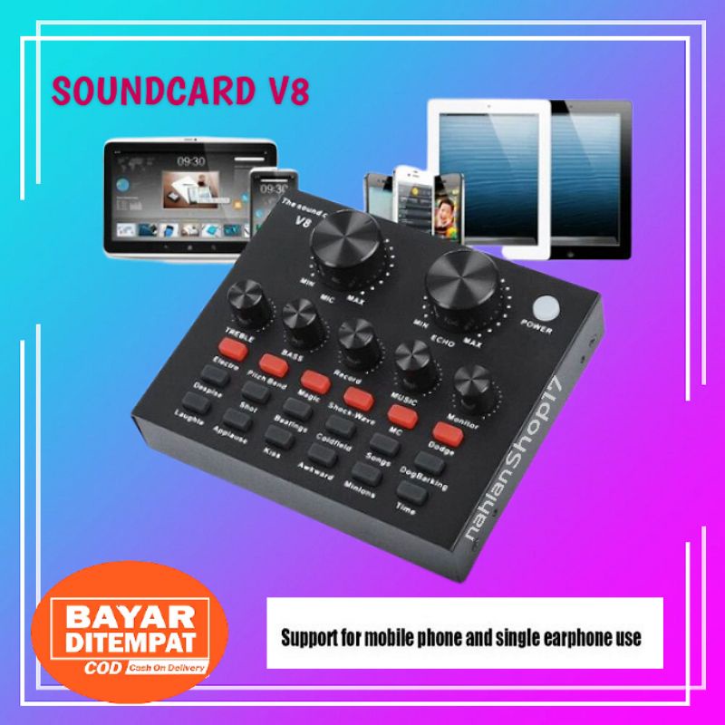 SOUNDCARD V8 / SOUND CARD V8 / SOUNDCARD V 8 KTV / LIVE AUDIO BROADCAST PODCAST MIXER PROFESSIONAL MIC