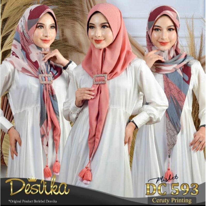 Hijab Instant Bolak-balik DC 593 Free Gesper Original Desvika