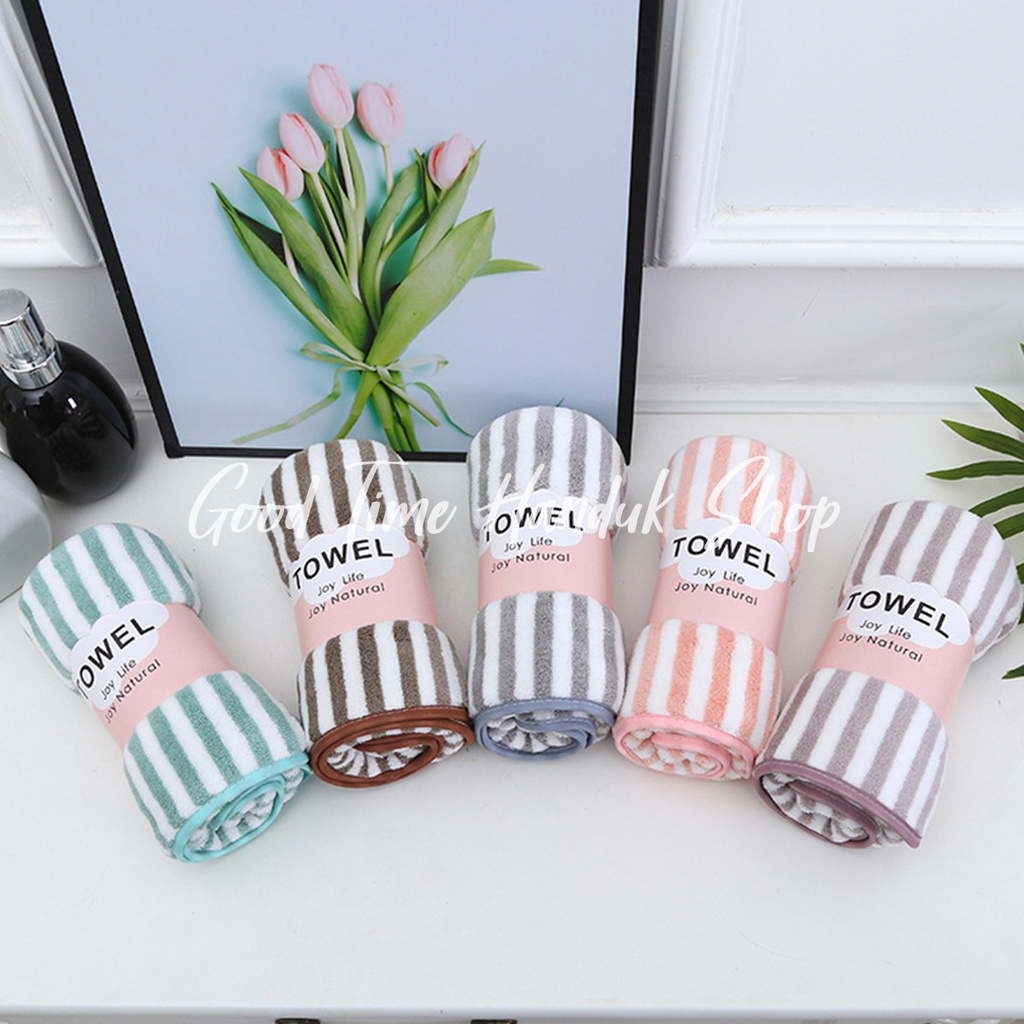 Handuk Muka / Handuk Anak / Handuk Dewasa Microfiber Motif Salur Kecil 35x75cm / 50x100cm / 70x140cm Handuk Mandi Towel Serap Air Quick Dry