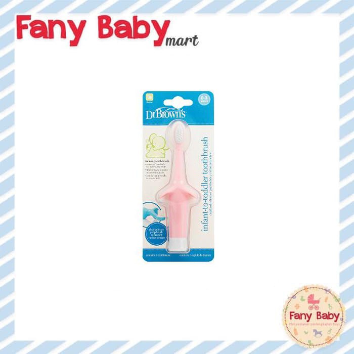 DR BROWNS INFANT TOOTH BRUSH - ELEPHANT PINK / 0-3 TAHUN / HG013