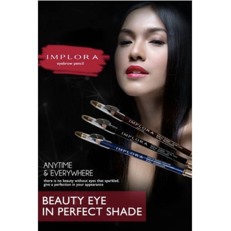 Pensil Alis IMPLORA EYEBROW PENCIL 2 in 1 Soft Eye Brow TERMURAH