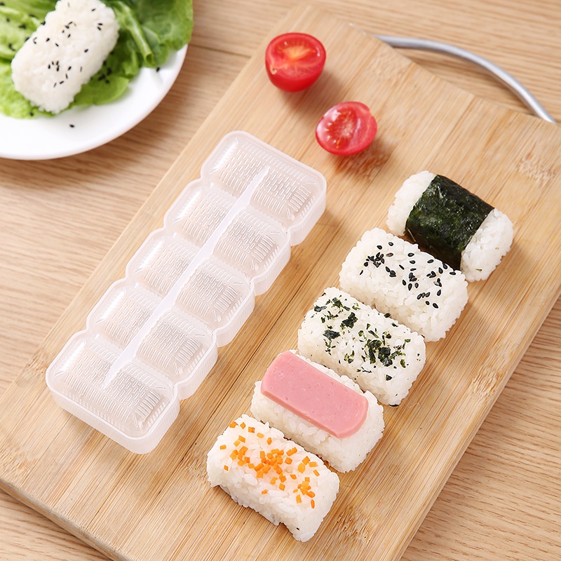 5 Roll Cetakan Sushi Bento Onigiri Bentuk Segitiga Persegi Non Stick Gaya Jepang