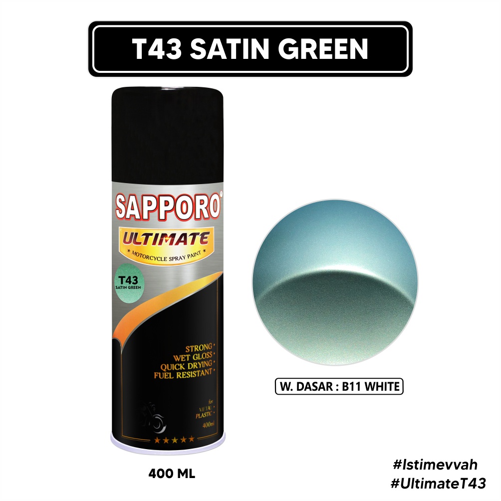 Sapporo Ultimate T43 Satin Green / Cat Spray Semprot Aerosol Terbaik