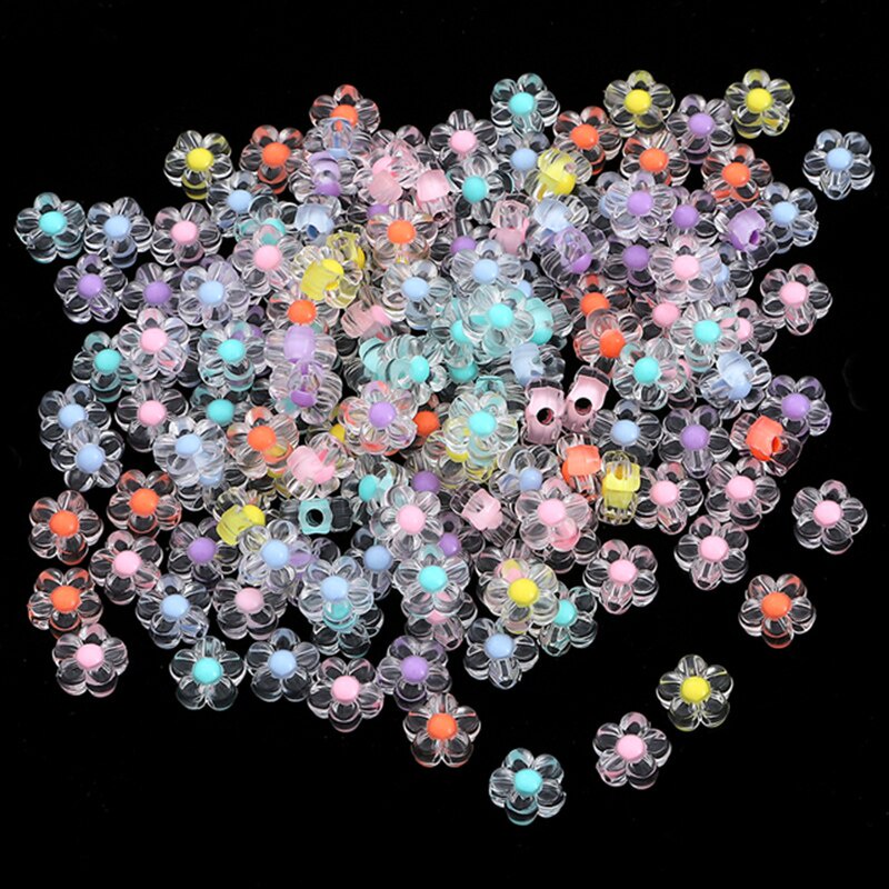 50 Pcs Manik-Manik Bunga Bahan Akrilik Ukuran 12mm Untuk Membuat Perhiasan