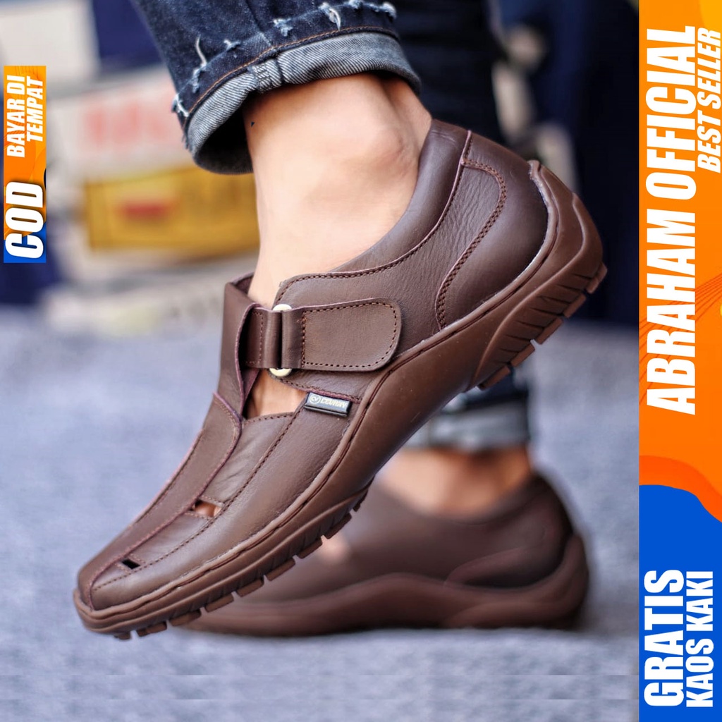 ABRHM DRAKEN Sepatu Slip On Pria Sepatu Pria Casual Kulit Asli Sepatu Casual Pria Ori Cowo / Cowok Sepatu Kasual Slop Anti Slip Semi Formal Kerja Kuliah Gaya Santai Keren Kekinian Original Murah Terlaris