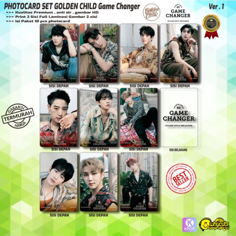 PHOTOCARD SET PC KPOP PREMIUM / GOLDEN CHILD / GAME CHANGER ( PRINT 2 SISI ISI 10 PCS ) - INDIVIDUAL