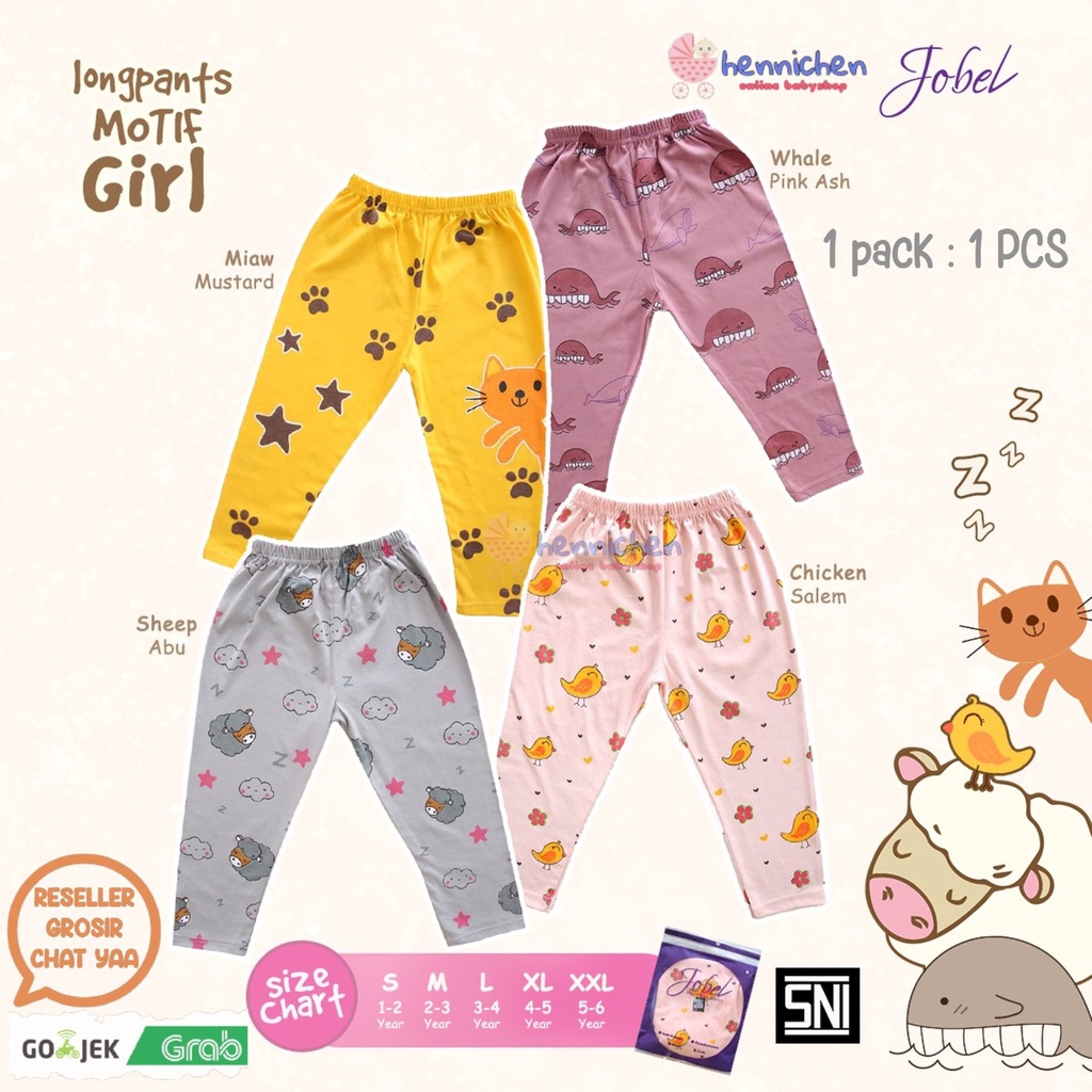 1 PCS JOBEL BY KAZEL LONGPANTS CELANA PANJANG ANAK PEREMPUAN MOTIF LONGPANTS GIRL EDITION 1-6 TAHUN part 1