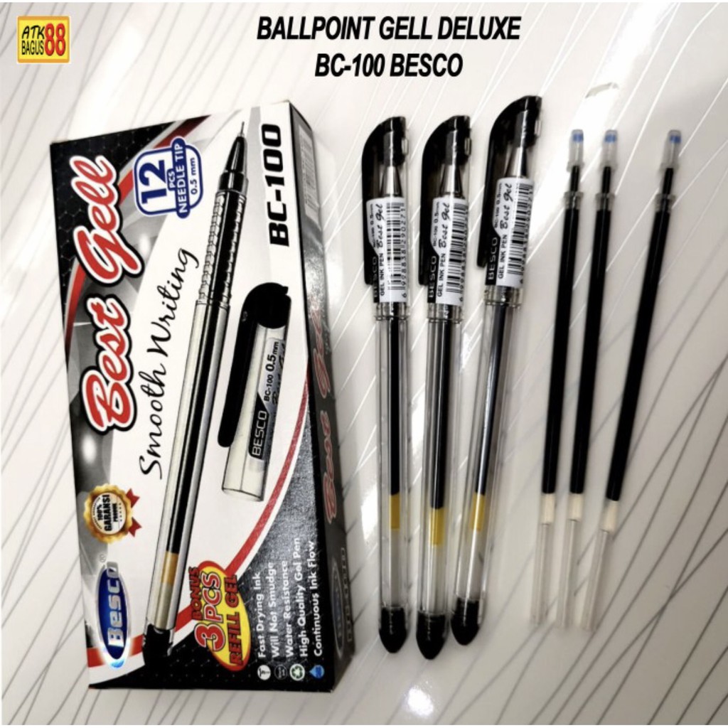 Balpoint - Pulpen besco best Gel 0.5 mm ( 12 pcs ) Hitam