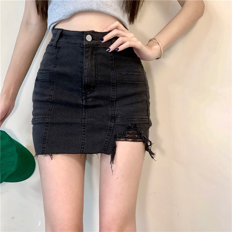 Elastis Kecil Versi Korea dari Lubang Retro Tas Hip Rok Gadis Panas Pinggang Tinggi Tipis Mahasiswa