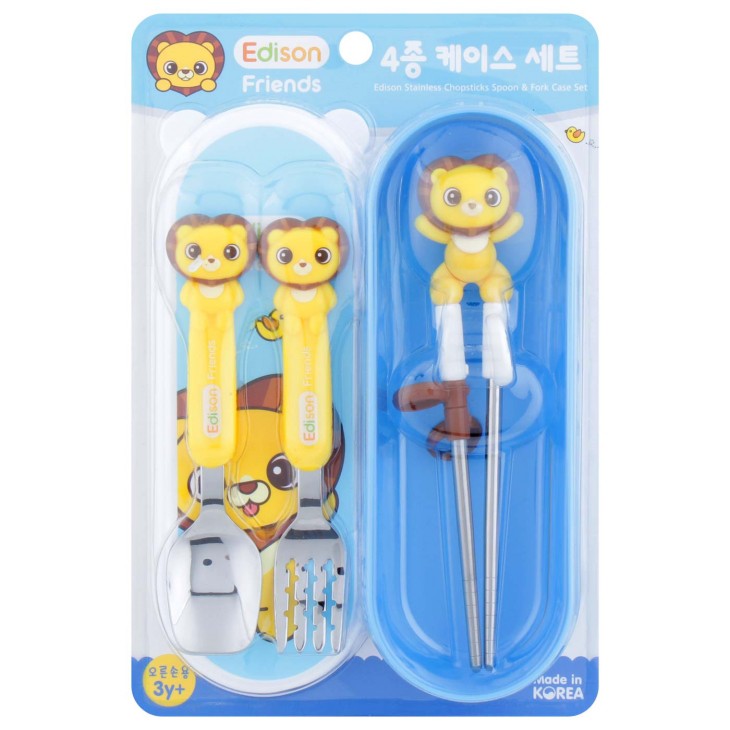 Edison Chopstick Spoon Fork Case Set- Sendok Garpu Sumpit Karakter - Edison Set Chopstik