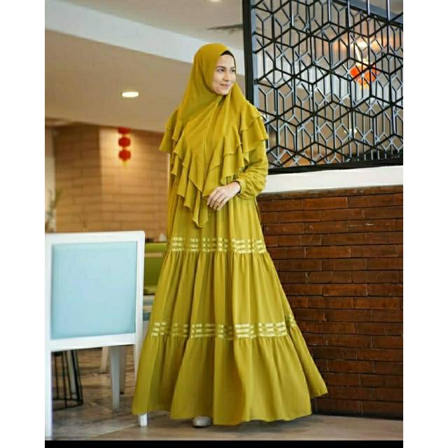 Gamis Plus Khimar VIENDRA SYARI LEMON ORI