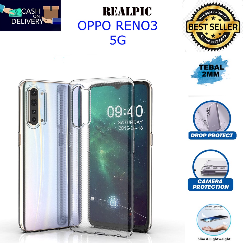 Case OPPO RENO3 5G Casing Clear HD KETEBALAN 2MM BENING TRANSPARAN TPU Premium Softcase