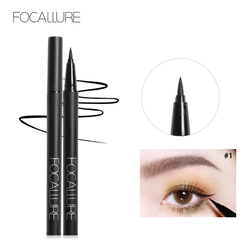 FOCALLURE Waterproof Eyeliner Black Eyeliner Tahan Lama Tahan Air (BPOM &amp; 100%ORI)