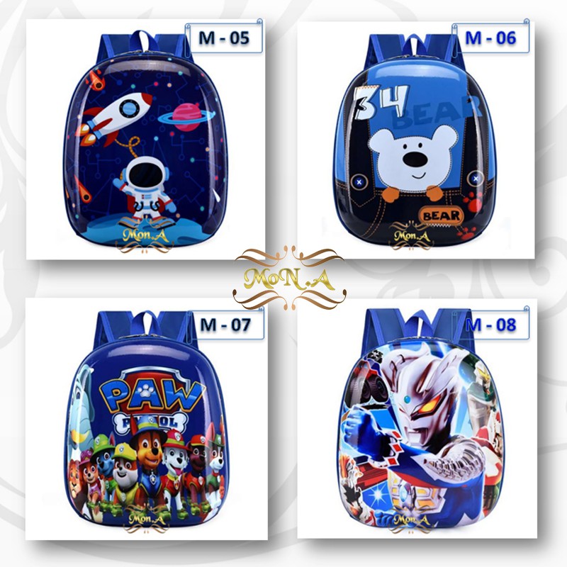 Tas Ransel Telur Sekolah Anak TK / PAUD - Tas Sekolah Anak Karakter lucu Ransel PVC Karakter Cowok -M0172