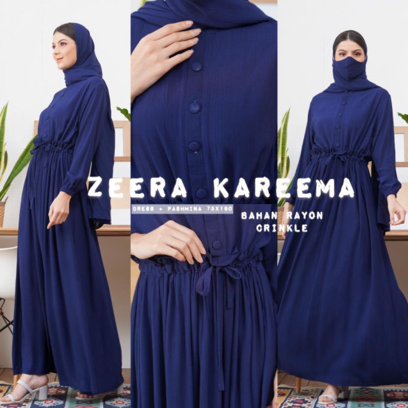 Daster arab Zeera KAREEMA Maxi Dress Gamis Crinkle Premium