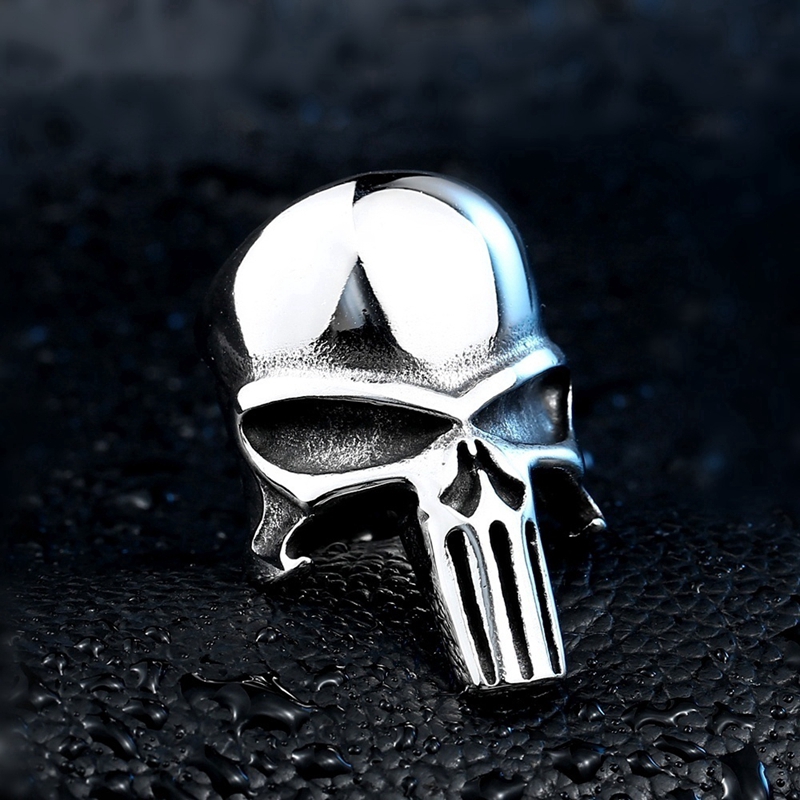 Pakaian Pria  Punisher SKull Cincin Perhiasan Baja tahan karat 316L