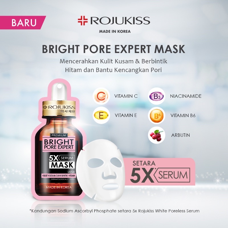 ROJUKISS Premium Expert 5X Serum Mask - 25 ml - BPOM - Gluta pore expert , Perfect Pore Expert, HYA pore Expert, Bright Pore Expert, Acne Pore Expert, Firm Pore Expert