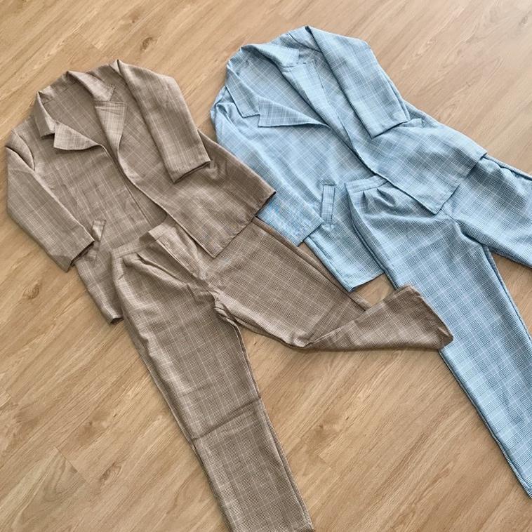 Roxy Premium Set Blazer Pants Kotak / Outer Blazer Linen Blazer Kotak Casual / Blazer Korea / Blazer