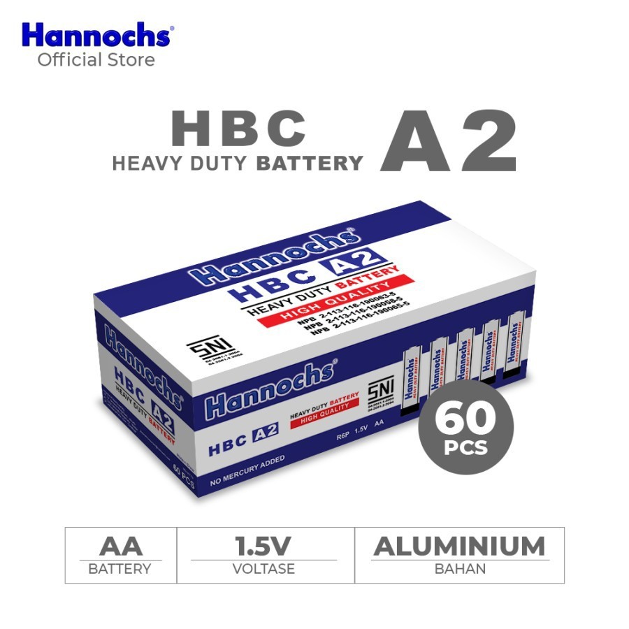 Hannochs R6P Battery Baterai AA / A2 Extra Heavy Duty 60 Pcs