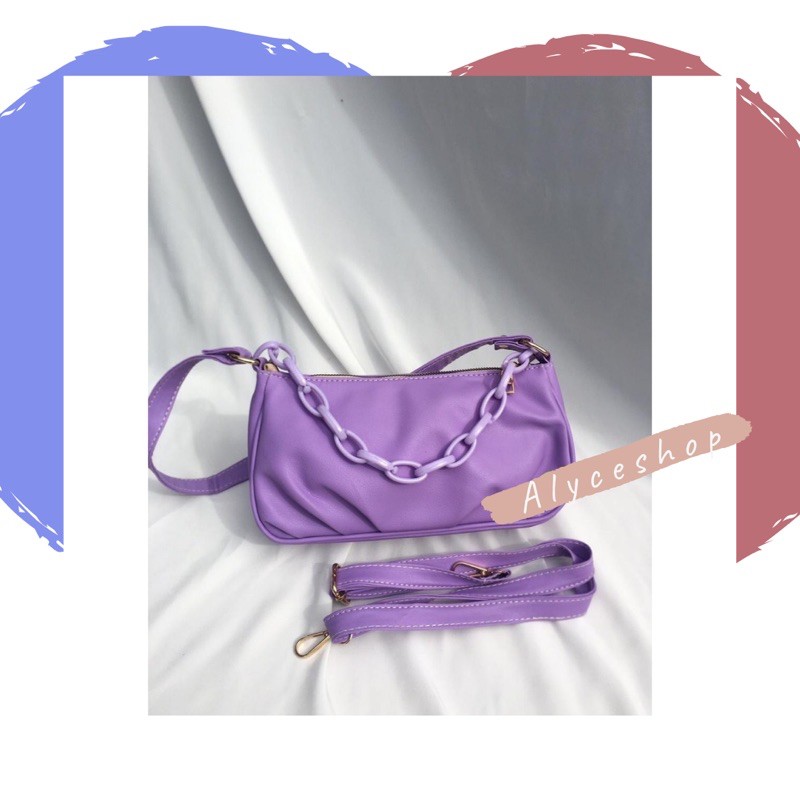 tas vintage korea lilac selempang