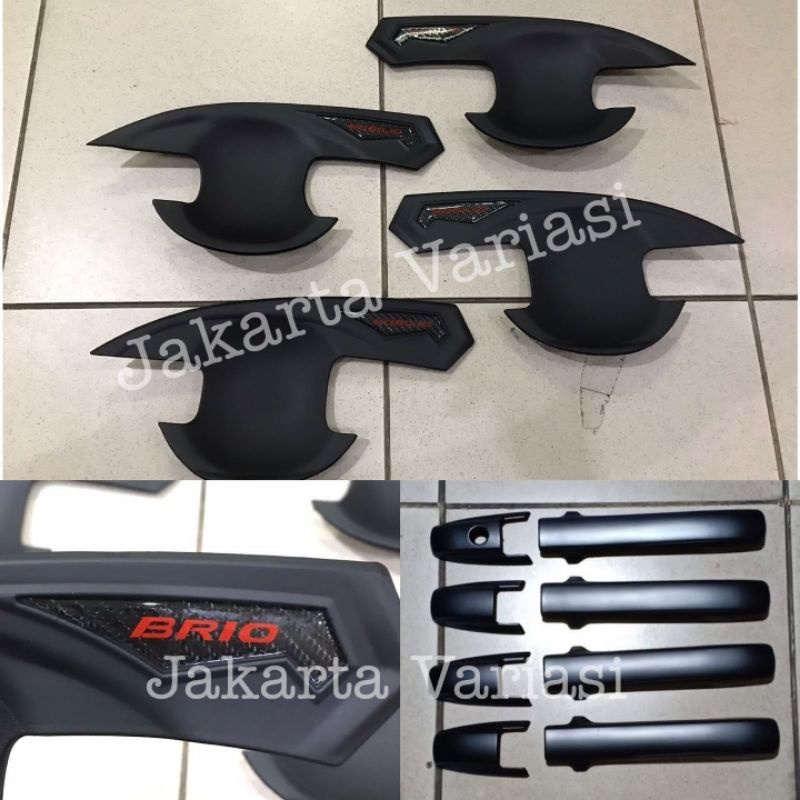 paket outer handle cover brio 2014 2017 hitam doff