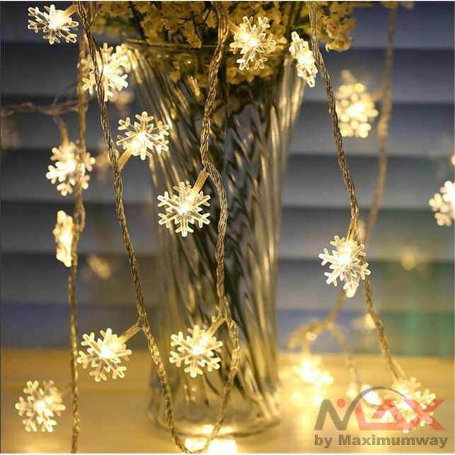 Lampu Hias Dekorasi Snowflake Christmas Light Battery 20 LED - HH-002 Warna Warm White