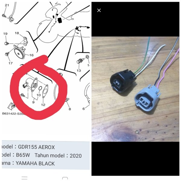 SOKET SENSOR SELENOID VVA YAMAHA INJEKSI AEROX NMAX XMAX LEXI FREEGO