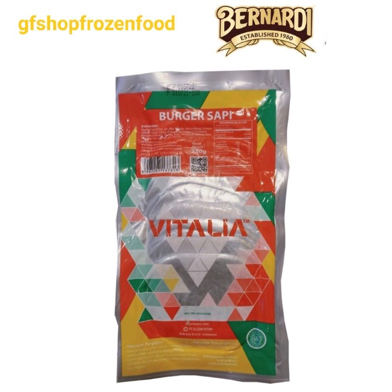 

Vitalia Beef Burger Sapi 280g isi 20 biji