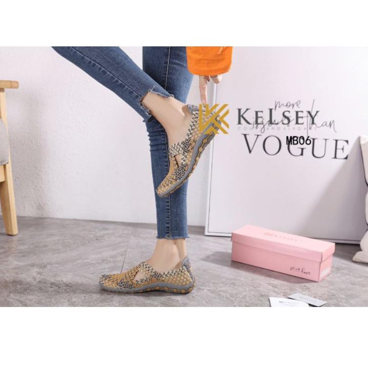 EUR.73933– Kelsey Sepatu Slip On Rajut Wanita /  Rajut Shoes Wanita MB06 Flats Shoes Rajut anyaman W