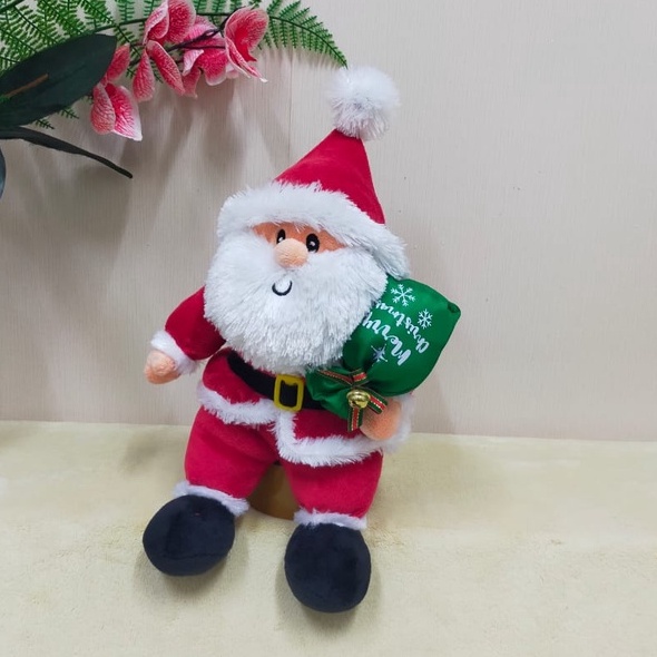 Boneka Natal Santa Jenggot 43cm/10&quot;/boneka christmas/boneka santa/Aksesoris Natal/Kado NAtal