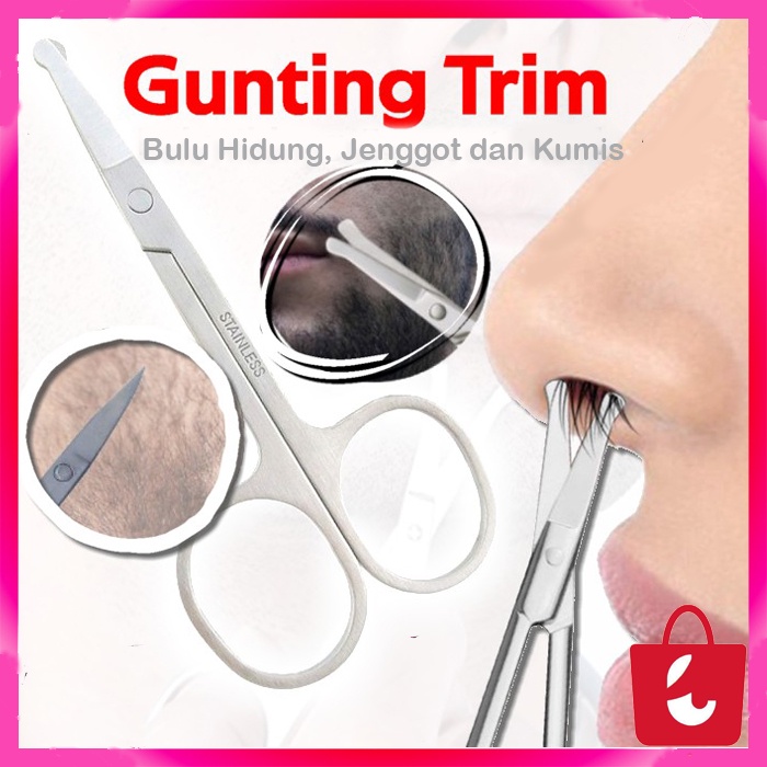 [Bisa Cod] Gunting Stainless Steel Gunting Bulu Hidung Kumis Jenggot Bulu Ketiak Gunting Mini Alat Cukur Rambut