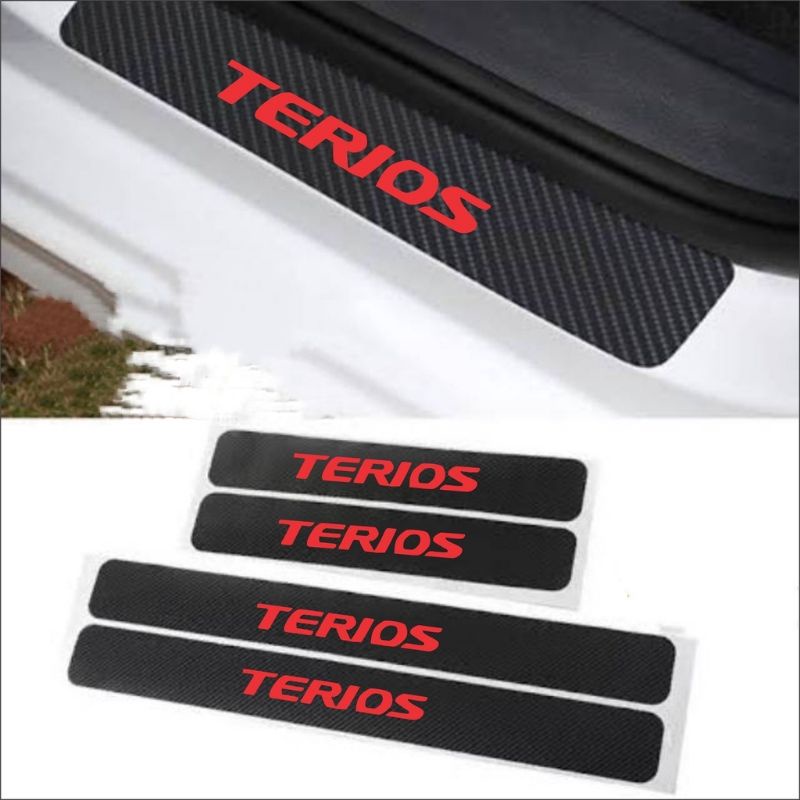 

0136 promo 4 pcs sticker carbon 3D cutting sticker mobil TERIOS sticker mobil pengaman kaki