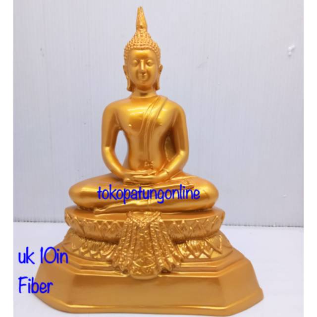 Patung Buddha Thailand Fiber Emas 10in