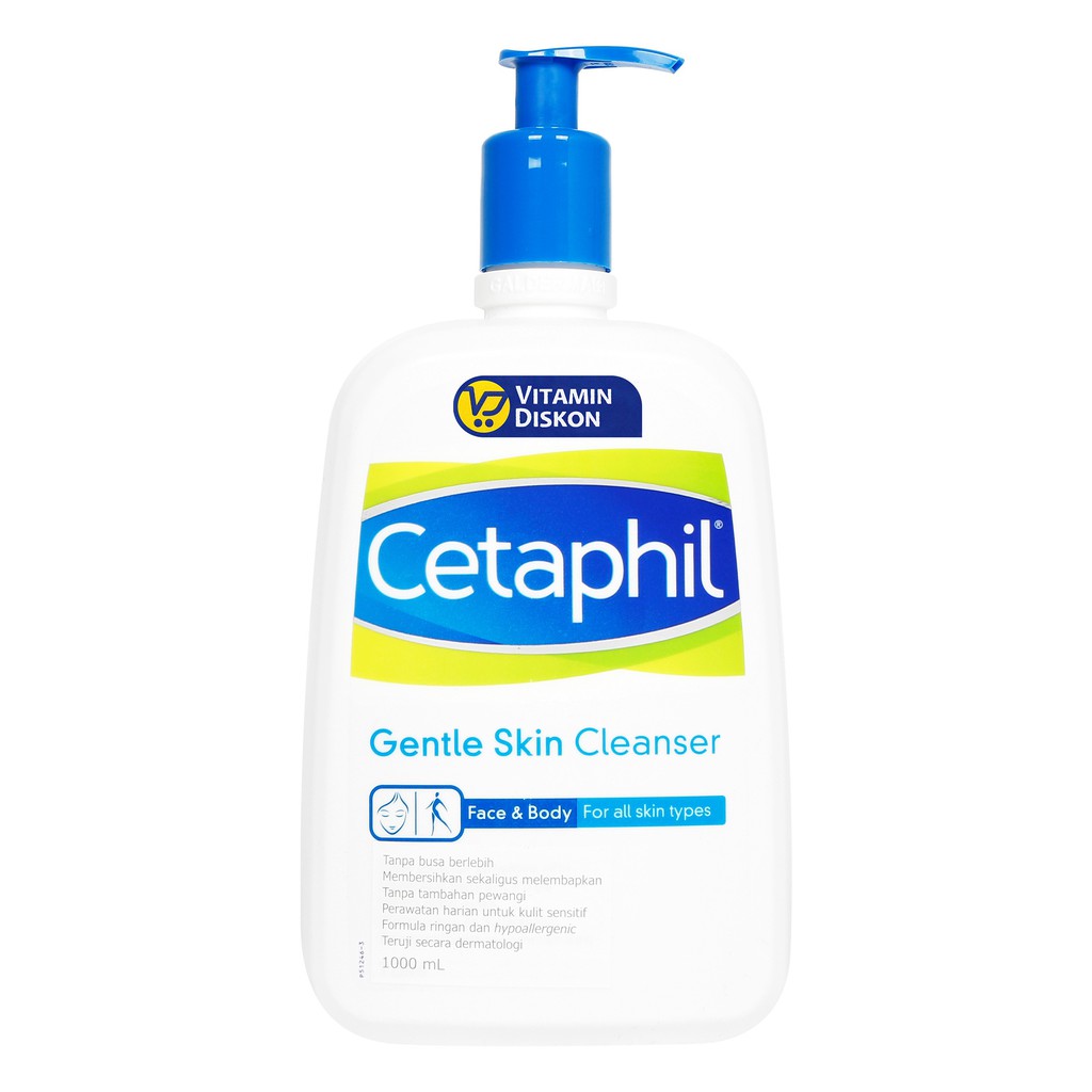 Cetaphil Gentle Skin Cleanser 1000 Ml |Pembersih Kulit Wajah Tanpa Sabun Untuk Kulit Normal&Sensitif-1