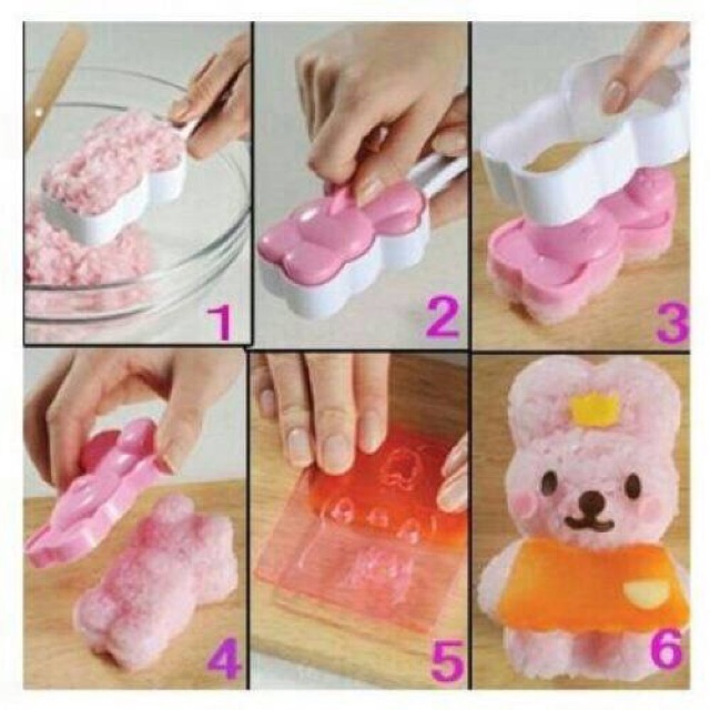 Cetakan nasi rice mold alat bikin bento bear dan melody sushi