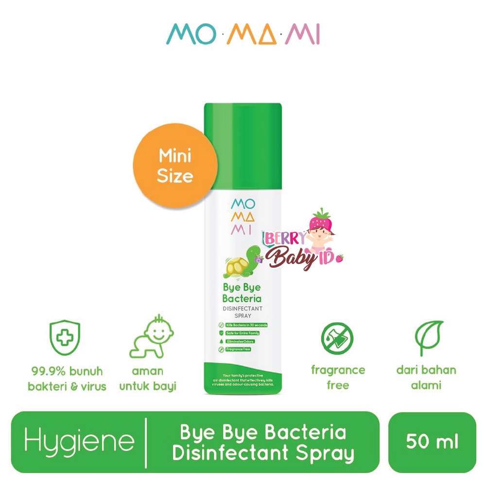 Momami Bye Bye Bacteria Disinfectant Spray Disinfektan Anti Virus 50ml Berry Mart