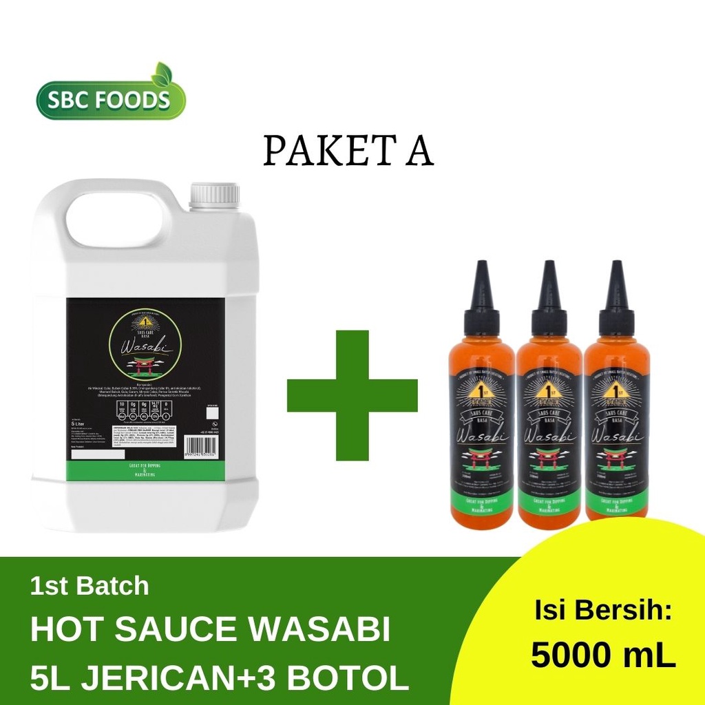 

SBC SAUCE 1st Batch Hot Sauce *PAKET A* 1 JERICAN 5LITER + 3 BOTOL 200 mL