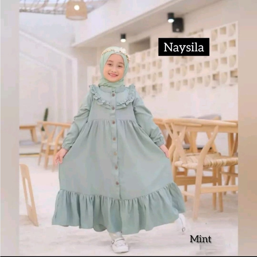 SYAKILA DRESS BAHAN CRINCLE - GAMIS ANAK 3-12 TAHUN - GAUN KEKINIAN