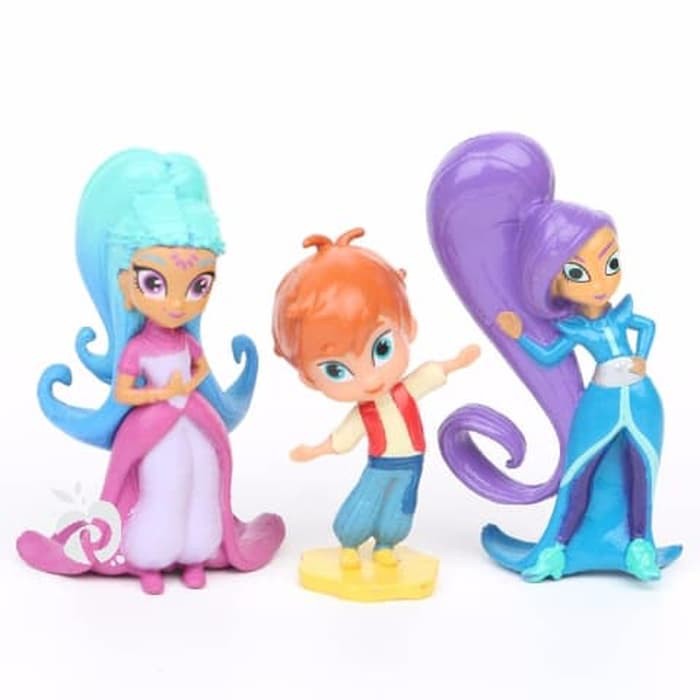 MOMBABY1 Shimmer and Shine Figure Set 12 Mainan Miniatur Hiasan Topper kue cake