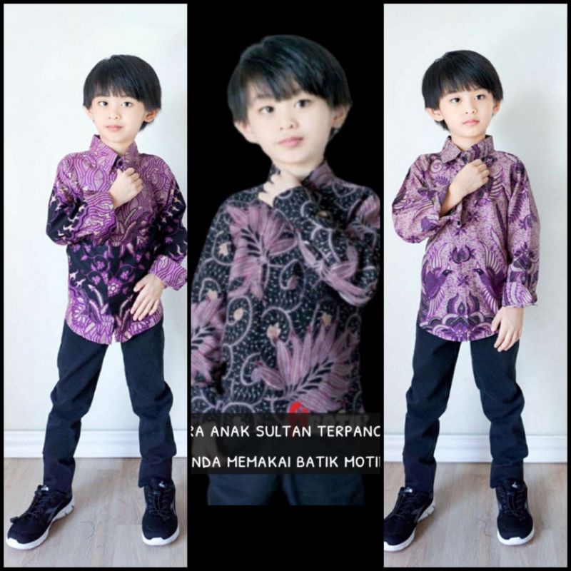 Hem Batik Kemeja anak warna ungu Lilac ironmen Keris ungu M L XL XXL